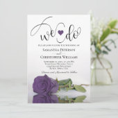Dat doen we. Elegant Amethyst Paars Roos Chic Wedd Kaart (Staand voorkant)