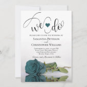 Dat doen we. Elegant Blauwgroen Roos Romantic Wedd Kaart (Voorkant)