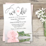 Dat doen we. Elegant Blush Pink Romantic Weddensch Kaart<br><div class="desc">Deze mooie huwelijksuitnodiging is romantisch, speels en stijlvol. Het bevat een leuke titel met een schattig hart en een modern script dat "we doen" aan de bovenkant, met alle details hieronder. Onderaan zie je een prachtige, eenzijdige, bleke, stomproze roze roze roze roze roze roze roze roze roze roze aan de...</div>