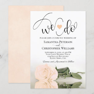 Dat doen we. Elegant Bord Peach Roos Romantic Wedd Kaart