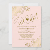 Dat doen we. Elegant Frilly Blush Pink & Gold Wedd Kaart (Voorkant)