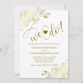 Dat doen we. Elegant Frilly Gold & White Wedding Kaart (Voorkant)