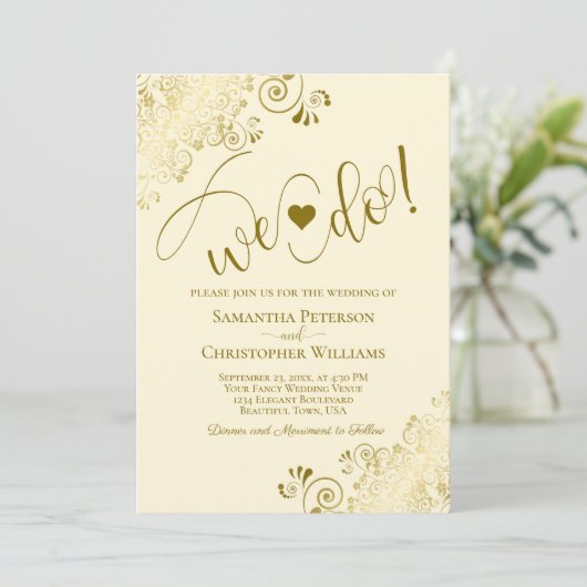 Dat doen we! Elegant Goud & Crème met Details Trou Kaart (Staand voorkant)