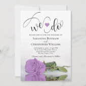 Dat doen we. Elegant Lila Paars Roos Romantic Wedd Kaart (Voorkant)