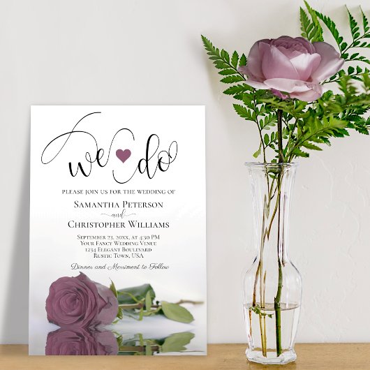 Dat doen we. Elegant Mauve Pink Rose Romantic Wedd Kaart