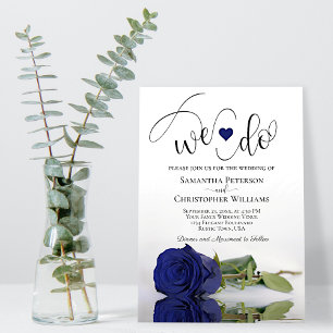 Dat doen we. Elegant Navy Blue Roos Romantic Weddi Kaart