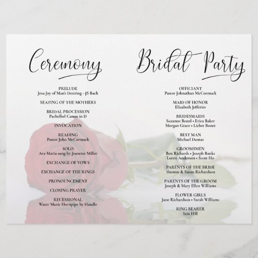 Dat doen we! Elegant Red Rose DIY Vouw Trouwprogra (Achterkant)