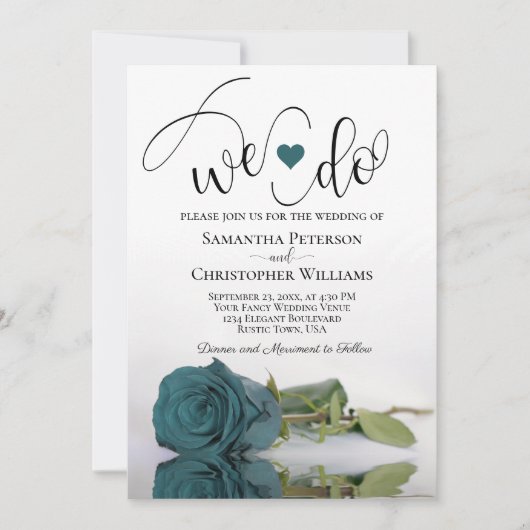 Dat doen we! Elegante Blauwgroen Turquoise Roos QR Kaart (Voorkant)