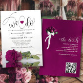 Dat doen we! Elegante Magenta Plum Roos QR Code Hu Kaart