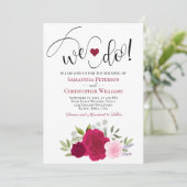 Dat doen we! Elegante Magenta & Rozen Boho bruilof Kaart (Staand voorkant)