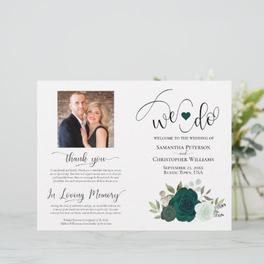 Dat doen we! Emerald Boho Rozen DIY Vouw Trouwprog (Staand voorkant)