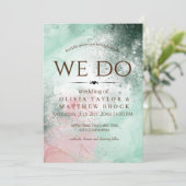 Dat doen we! Emerald Green Waterverf Modern Weddin Kaart (Staand voorkant)