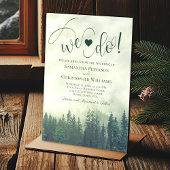 Dat doen we. Foggy Green Pine Trees Rustic Wedding Kaart