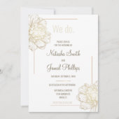 Dat doen we. Gold Peony Flowers Modern Wedding Kaart (Voorkant)