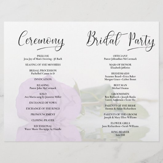 Dat doen we. Lila Paars Roos Modern Wedding Progra (Achterkant)