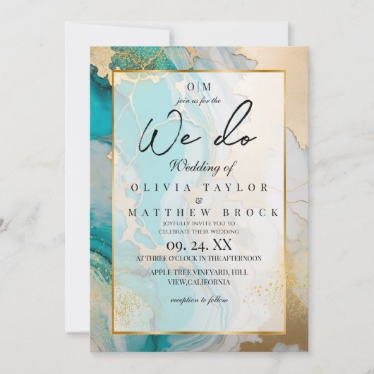 Dat doen we! Marmeren Moderne Turquoise en gouden  Kaart (Voorkant)