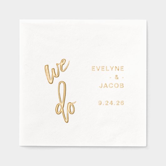 Dat doen we | Minimalistische Typografie Bruilofts Folie Servetten (Voorkant)