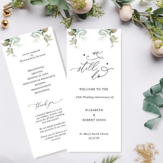 Dat doen we nog steeds, bruiloft Jubileum ceremoni Programmakaart