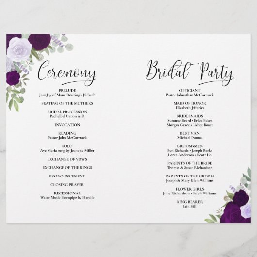 Dat doen we! Paarse Boho Rozen DIY Vouw Trouwprogr (Achterkant)