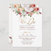 Dat doen we | Rozen & Chic Gold Glitter Script Wed Uitnodiging Briefkaart (Voorkant / Achterkant)