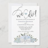 Dat doen we. Rustic Dusty Blue Romantic Floral Wed Kaart (Voorkant)