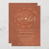 Dat doen we. Rustic Terracotta Leaves Elegant Wedd Kaart (Voorkant / Achterkant)