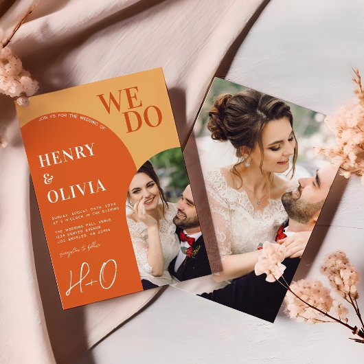 Dat doen we | Vet Sinaasappel Retro boog foto brui Kaart