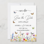 Dat doen we! Wildflowers Vlinders Elegant Save The Date (Voorkant)