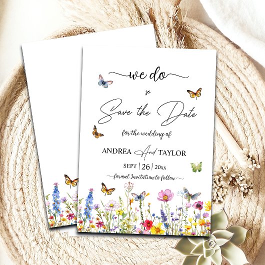 Dat doen we! Wildflowers Vlinders Elegant Save The Date