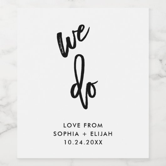 Dat doen we | Zwart-wit Script bruiloft Wijn Etiket (Enkel label)
