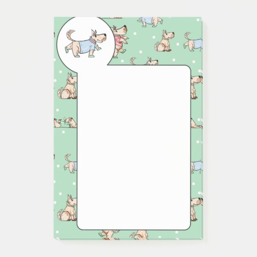 Dat Dog Life Green Dog Pattern Post-it® Notes (Voorkant)