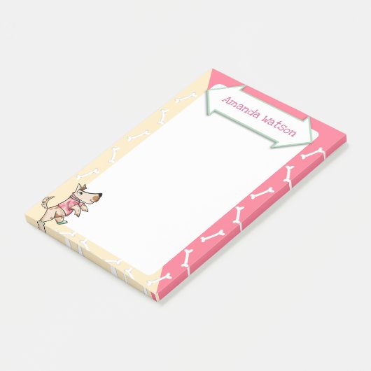 dat Dog Life Yellow Pink Dog Botten Post-it® Notes (Schuin)