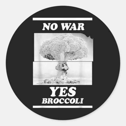 Dat gaat hard geen oorlog ja broccoli ronde sticker (Voorkant)