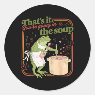 Dat Gaat in de Soep Grappige Kikker Meme Valentijn Ronde Sticker