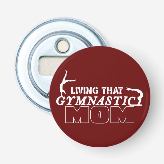 Dat gymnastiekmoeder-tumbling-verjaardagsfeestje v button flesopener (Voorkant)