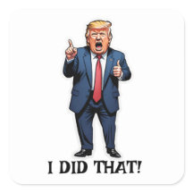 "Dat heb ik gedaan!" Cartoon staat Trump