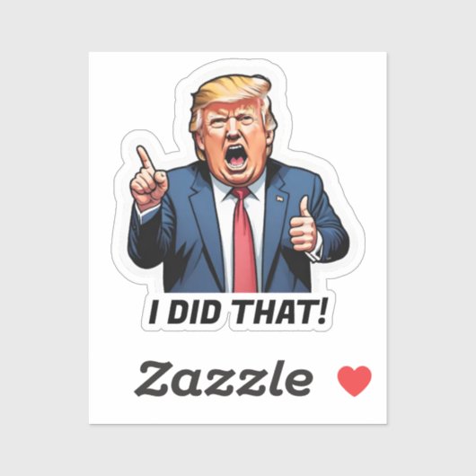 "Dat heb ik gedaan!" Cartoon Trump Vinyl Sticker (Vel)