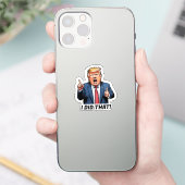 "Dat heb ik gedaan!" Cartoon Trump Vinyl Sticker (Telefoon)