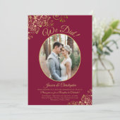 Dat hebben we gedaan! Gouden kant op bordeauxrode  Kaart (Staand voorkant)