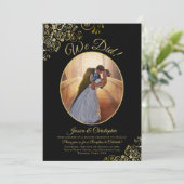 Dat hebben we gedaan! Gouden krullen op zwarte bru Kaart (Staand voorkant)