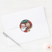 DAT HEBBEN WE GEZIEN! De Kerstman en Jezus kijken  Ronde Sticker (Envelop)