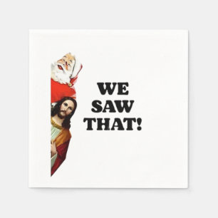 DAT HEBBEN WE GEZIEN! De Kerstman en Jezus kijken  Servet