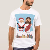 DAT HEBBEN WE GEZIEN! De Kerstman en Jezus kijken  T-shirt (Voorkant)