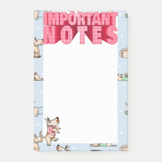 Dat het leven van Dog belangrijk merkt blauw patro Post-it® Notes (Voorkant)