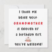 Dat ik je oma ben, is genoeg voor een verjaardag feestdagenkaart (Voorkant)