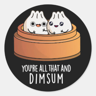 Dat is alles en Dimsum Funny Food Pun Dark BG Ronde Sticker