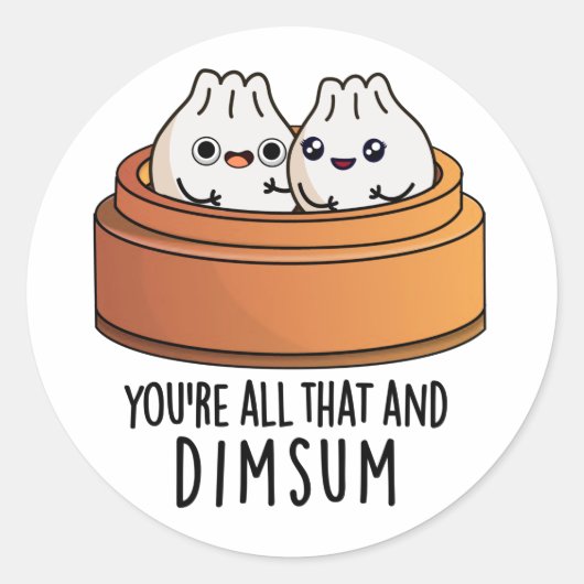 Dat is alles en Dimsum Funny Food Pun Ronde Sticker (Voorkant)