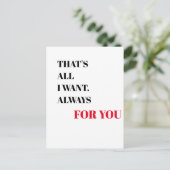 Dat is alles wat ik wil. Altijd voor jou |Valentij Briefkaart (Staand voorkant)