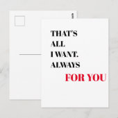 Dat is alles wat ik wil. Altijd voor jou |Valentij Briefkaart (Voorkant / Achterkant)