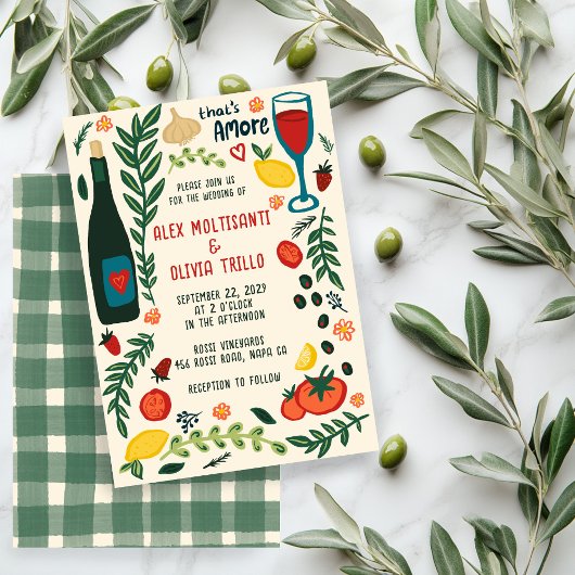 Dat is Amor Italiaans eten Aangepaste bruiloft fee Kaart